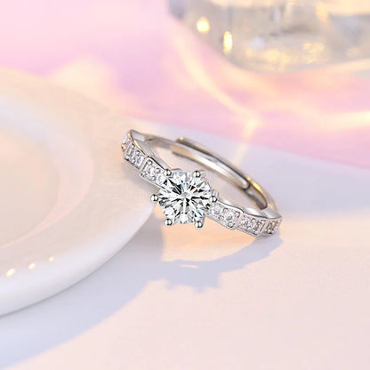 Avelena | 925 Sterling Silber Herz Glitzer Ring