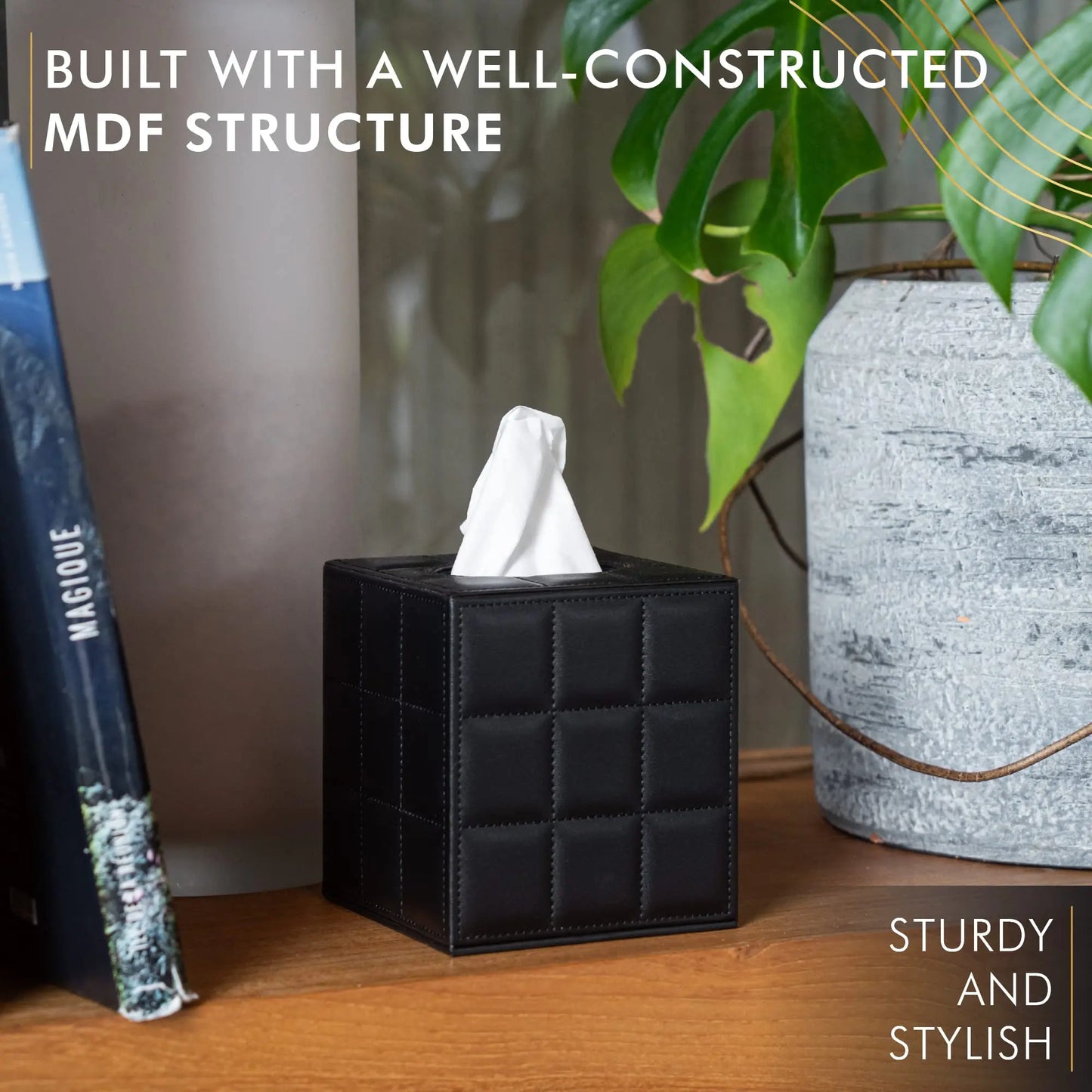 Avelena | Moderner Taschentuchboxhalter Quadrat, Serviettenhalter Pumppapier Fallspender, Gesichtstuchboxabdeckung für Zuhause Badezimmer Bürotisch