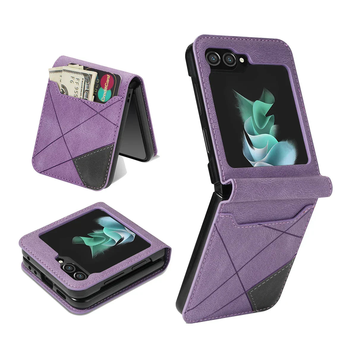 Avelena | Leder Geldbörsenhülle für Samsung Galaxy Z Flip Serie