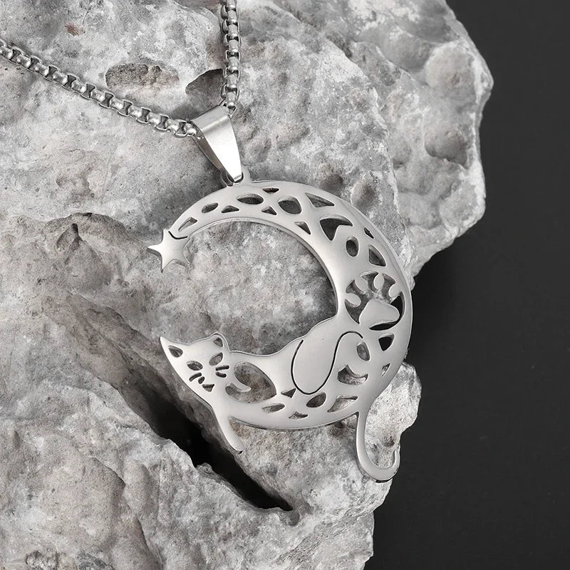 Avelena | Paar Halskette mit Der Klemme Liebe Katze Design