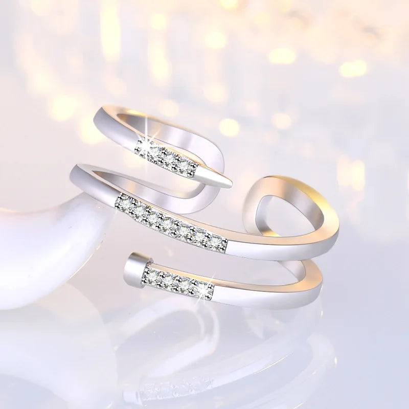 Avelena | 925 Sterling Silber Herz Glitzer Ring