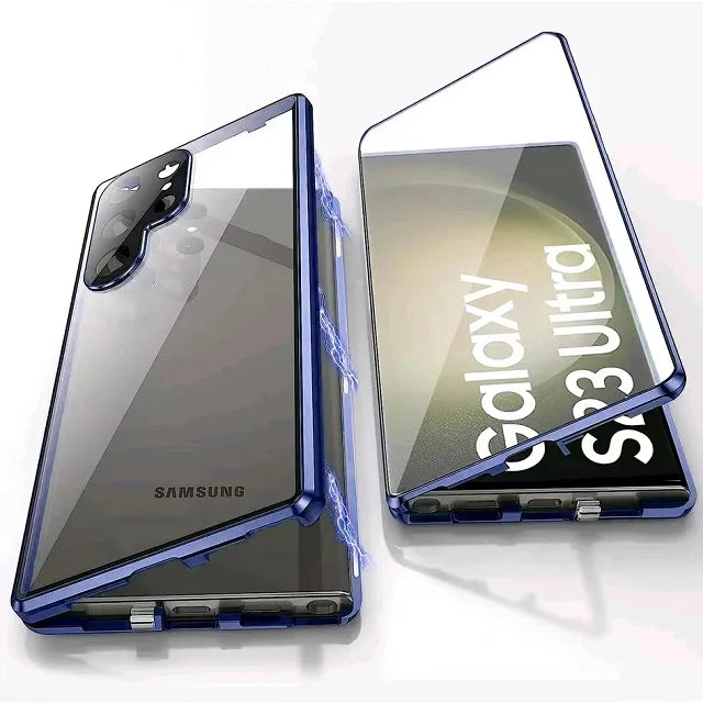 Avelena | Metall Aluminiumlegierung 360 Hülle mit Sicherheitsverschluss für Samsung Galaxy S24-S23 Serie