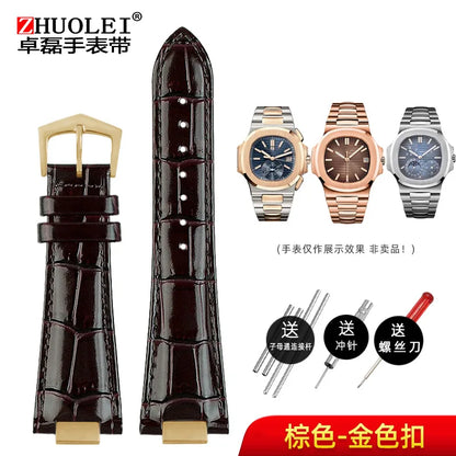 Avelena | 25X13Mm Ausschnitt Echte Leder Uhrband + Verbindung für Patek Philippe Nautilus 5711 5726 5712G Band Armband Bracelet