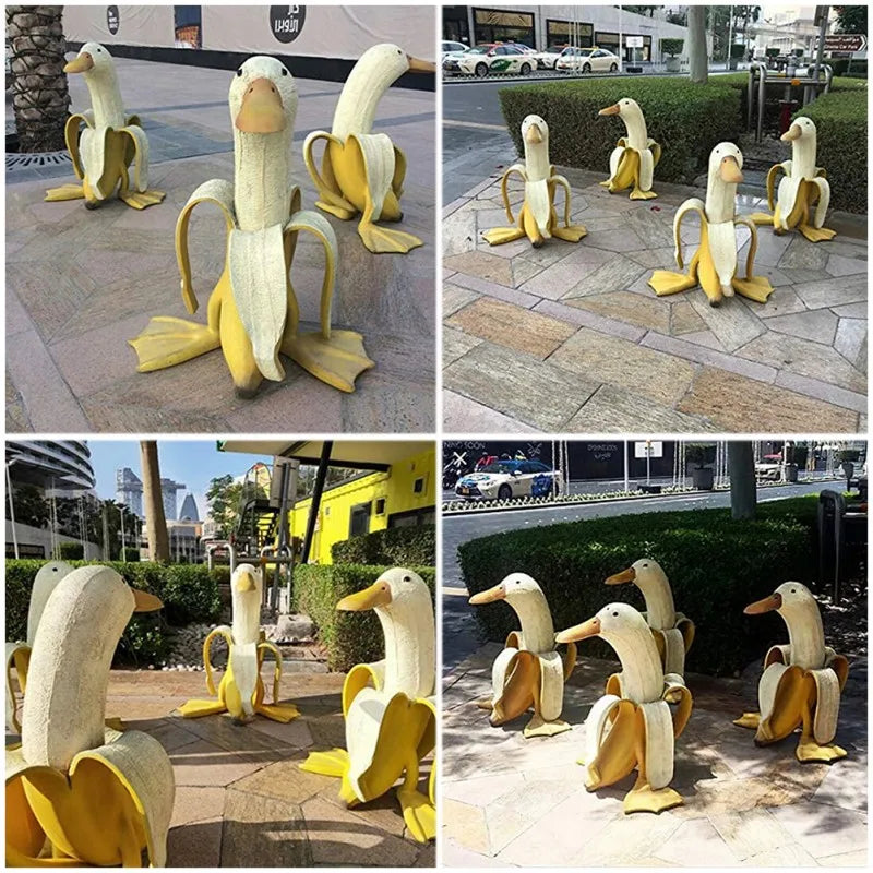 Avelena | Bananen-Enten-Skulptur | Verspielte Gartendekoration!