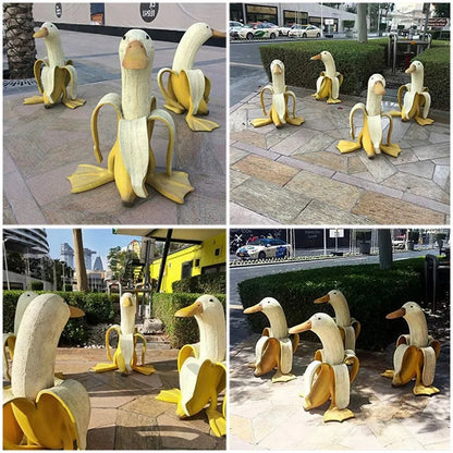 Avelena | Bananen-Enten-Skulptur | Verspielte Gartendekoration!
