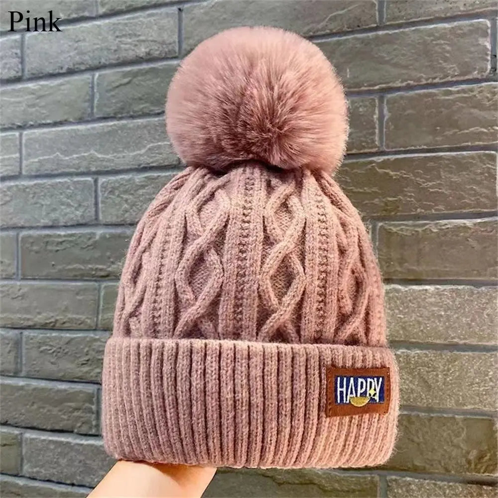 Avelena | Damenmode Pompom Mütze - Dicke Warme Wintermütze