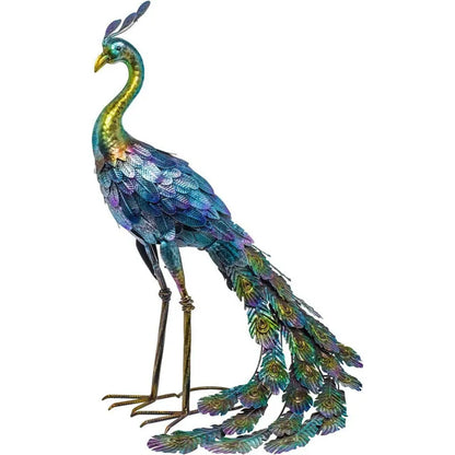 Avelena | 1 Stück Metallische Pfau Statue für Draußen, Garten, Terrasse, Deck, Veranda, Hof, Metallkunst Dekoration