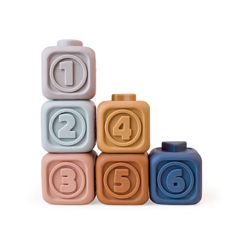 Avelena | Baby Montessori Silikonbausteine und Koala Beißring Stapelspielzeug Set