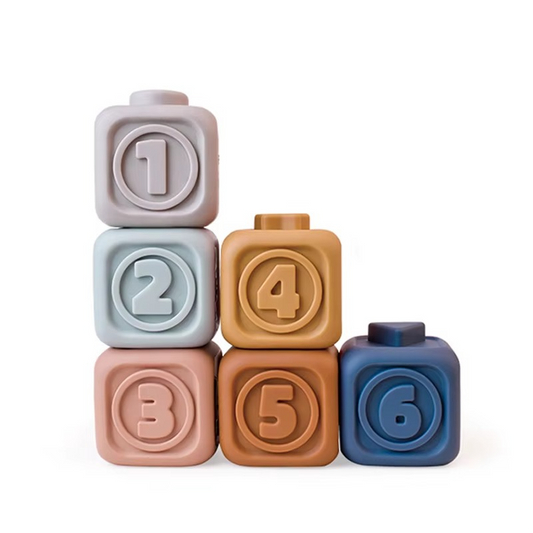 Avelena | Baby Montessori Silikonbausteine und Koala Beißring Stapelspielzeug Set