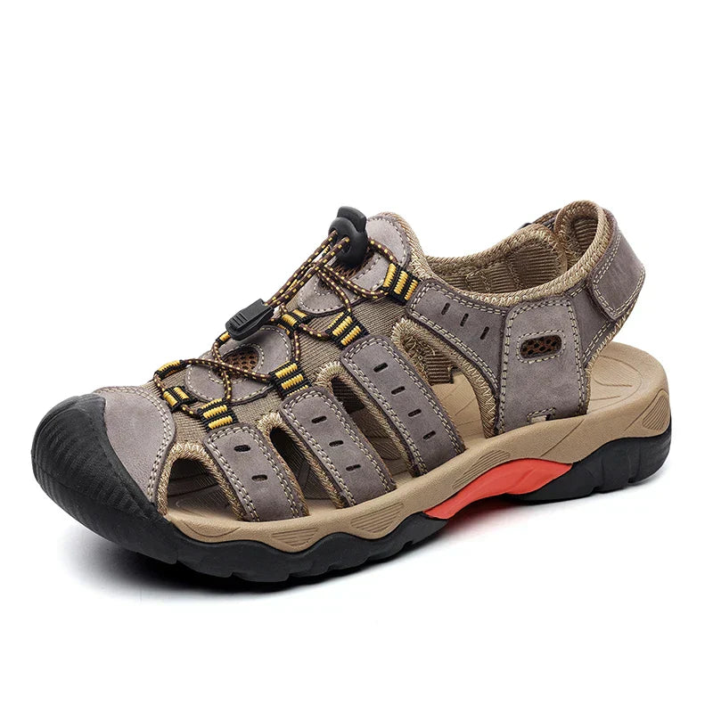 Avelena | Sommer Herren Outdoor Sandalen Strand Schuhe Echtes Leder Trekking Wandern
