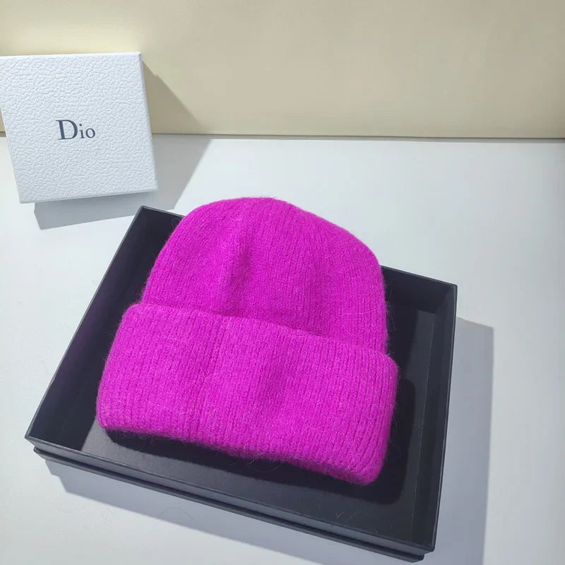 Avelena | Damen Winter Strickmütze - Warmes Kaschmir Wolle & Kaninchenfell Ski Hut
