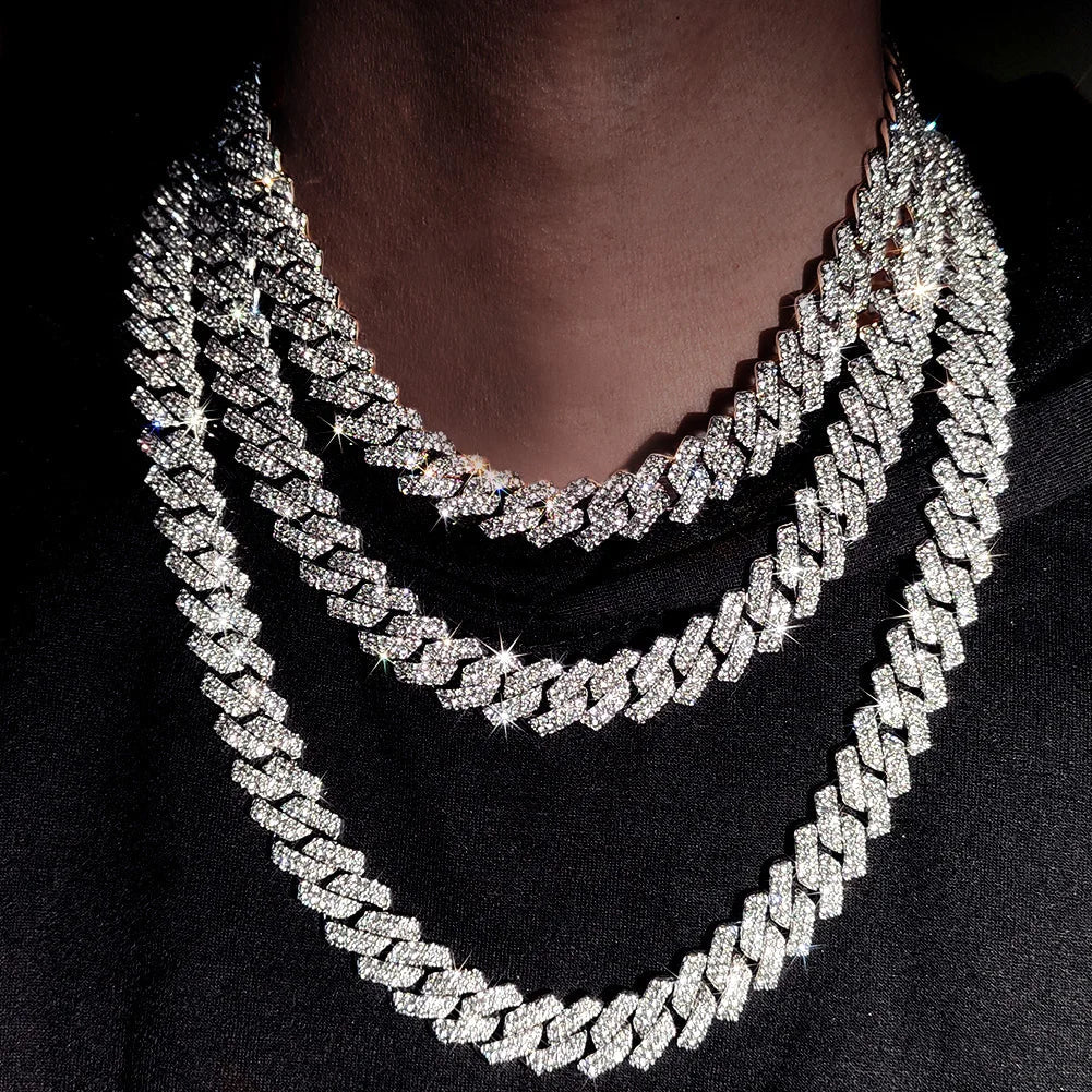 Avelena | Hip Hop Bling Trio Cuban Kette Schmuck Set