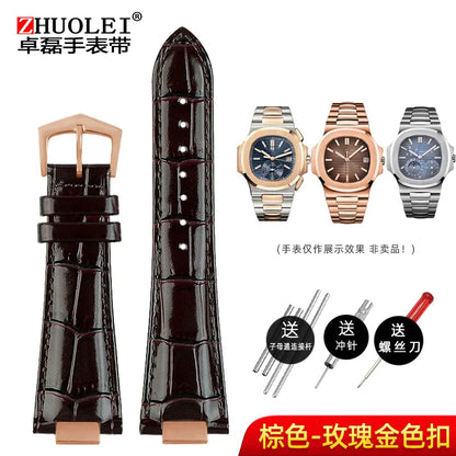 Avelena | 25X13Mm Ausschnitt Echte Leder Uhrband + Verbindung für Patek Philippe Nautilus 5711 5726 5712G Band Armband Bracelet