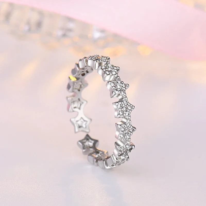 Avelena | 925 Sterling Silber Herz Glitzer Ring