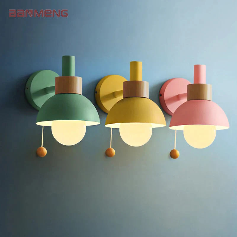 Avelena | Nachttisch LED Wandleuchte mit Schalter Nordic Modern E27 Holzwandleuchten Innenbeleuchtung Schlafzimmer Wohnzimmer Küche