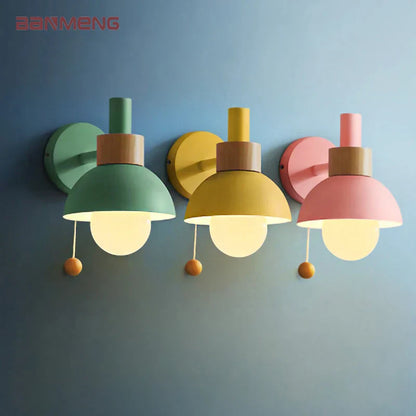 Avelena | Nachttisch LED Wandleuchte mit Schalter Nordic Modern E27 Holzwandleuchten Innenbeleuchtung Schlafzimmer Wohnzimmer Küche
