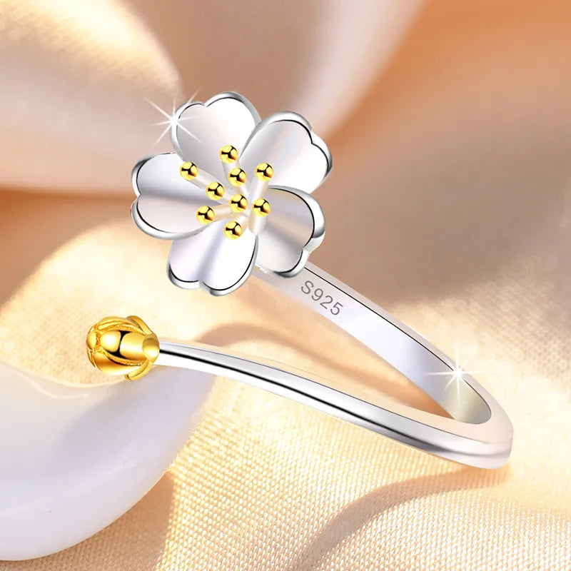 Avelena | 925 Sterling Silber Herz Glitzer Ring