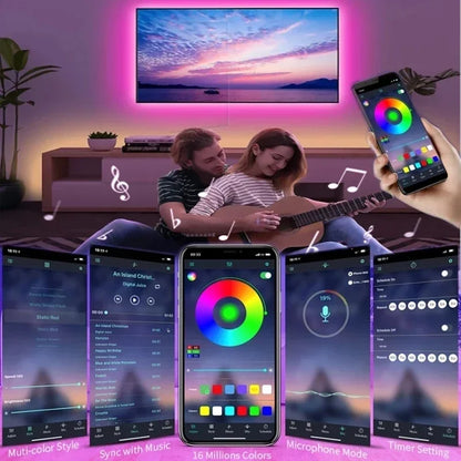 Avelena | USB RGB LED Strip Lichter mit App-Steuerung für Raum- & Fernseher-Hintergrundbeleuchtung Deko