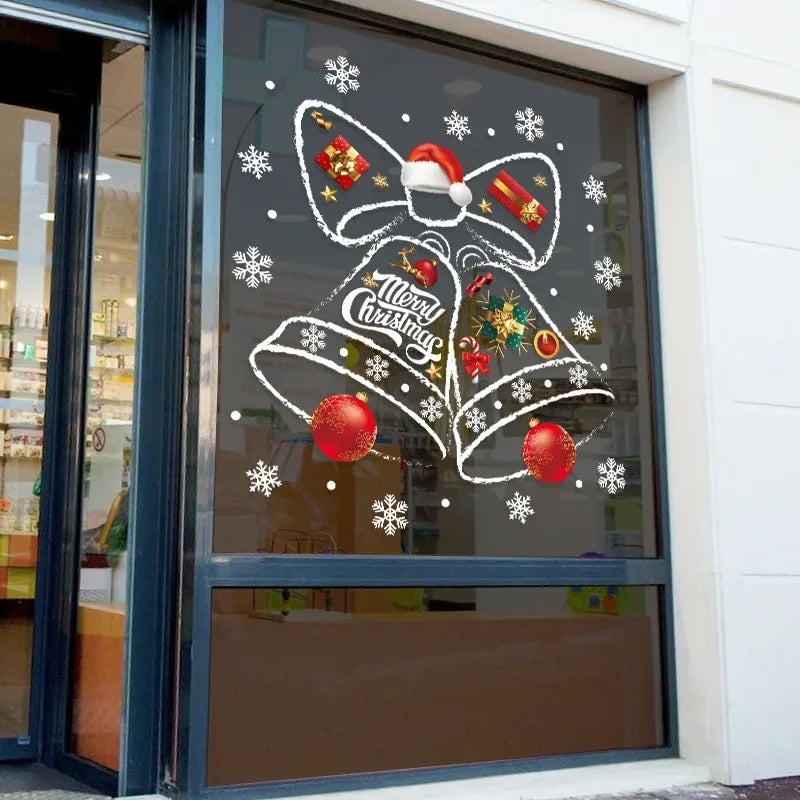 Avelena | WinterBell Weihnachtsfensteraufkleber – Wiederverwendbare PVC-Fensterdekoration mit festlichem Glockendesign