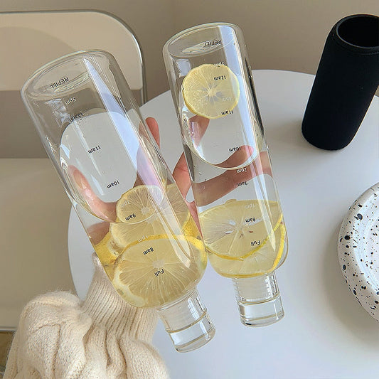 Avelena | Zeit-Skalen hitzebeständige Glas Wasserflasche