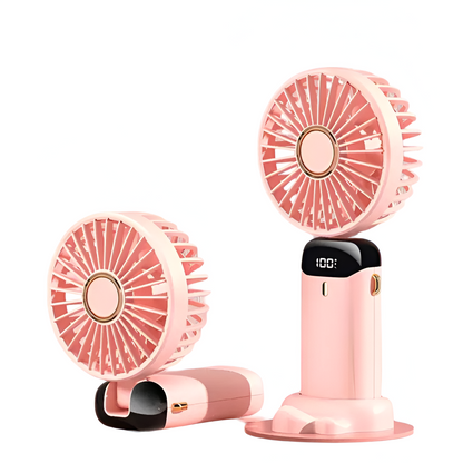 Avelena | Wiederaufladbarer tragbarer Mini Ventilator | 5-Stufen, 90-Grad verstellbar & leise für Büro, Zuhause & den Außeneinsatz