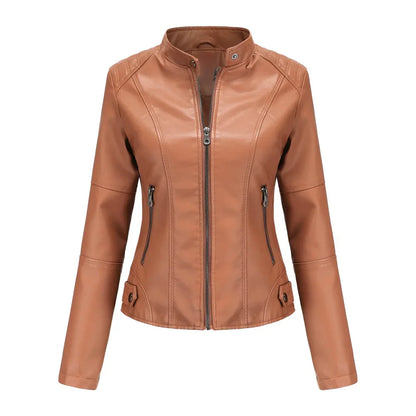 Avelena | Damen Dicke Lederjacke Modisch Motorradstil
