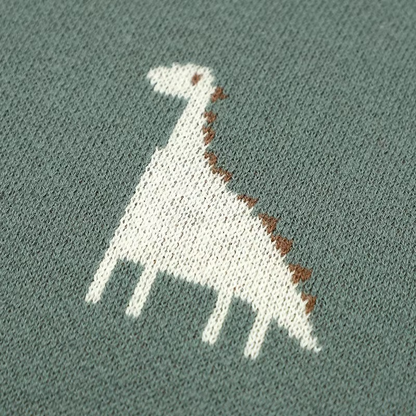 Avelena | Baumwollgestrickte Babydecke, Weiche Wickeldecke und Kinderwagenüberzug, Dinosaurierdesign