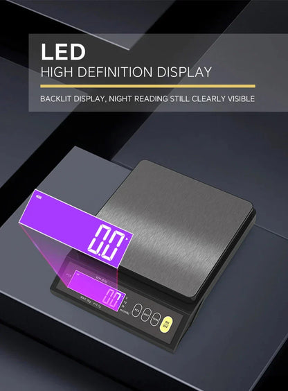 Avelena | 5 kg/0,1 g und 10 kg/1 g digitale elektronische Küchenwaage, LCD-Display, voll wasserdichtes Edelstahl-Waagetool zum Backen