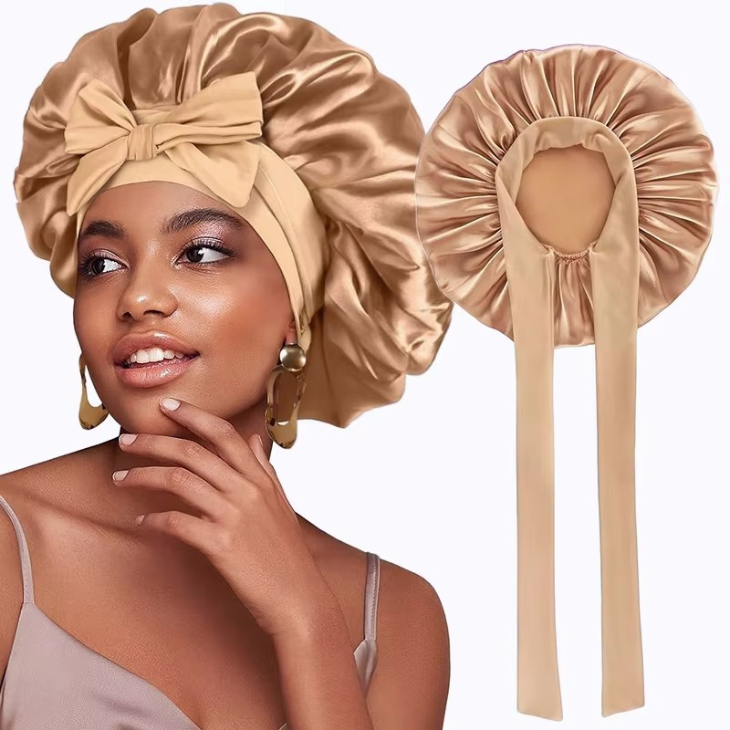 Avelena | Damen Satin Schlafhaube Verstellbare Seiden Nachtkappe für lockiges Haar