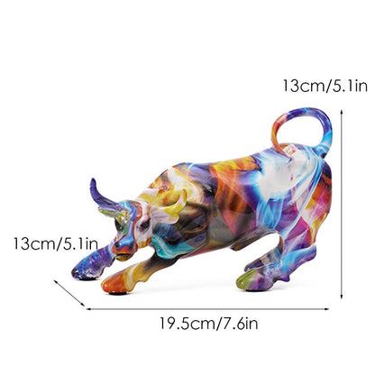Avelena | Graffiti-Malerei Harz Bull Figuren Home Wohnzimmer Schlafzimmer Büro Desktop Feng Shui Ornamente Sammlung Statuen