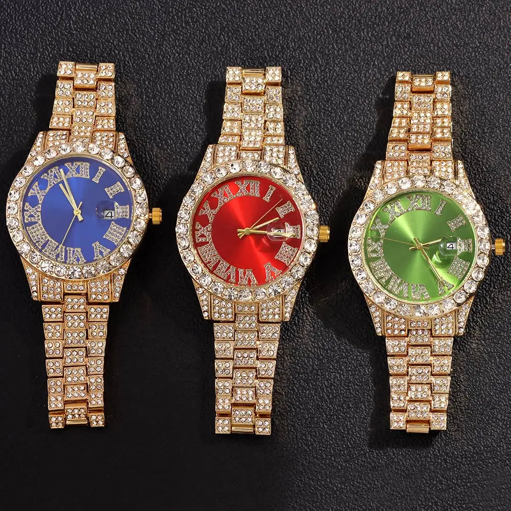 Avelena | Hip Hop Bling Trio Cuban Kette Schmuck Set
