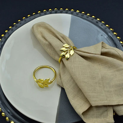 Avelena | 6 Stück Herbstblatt Gold & Silber Serviettenhalter