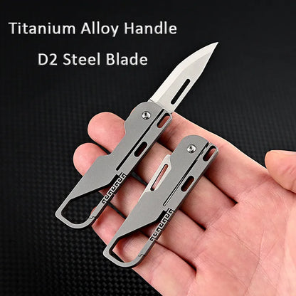 Avelena | Kompakt und leistungsstark: Mgs Titanlegierung Mini-Faltmesser mit hochfestem D2-Klinge – Ein Schlüsselanhänger Taschenmesser für Outdoor EDC und Selbstverteidigung