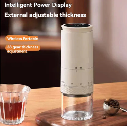 Avelena | 1500mAh Elektrische Kaffeemühle Extern einstellbare Type-C-Lade Kaffeemühle Bohnenmahlmaschine Kaffeezubereiter