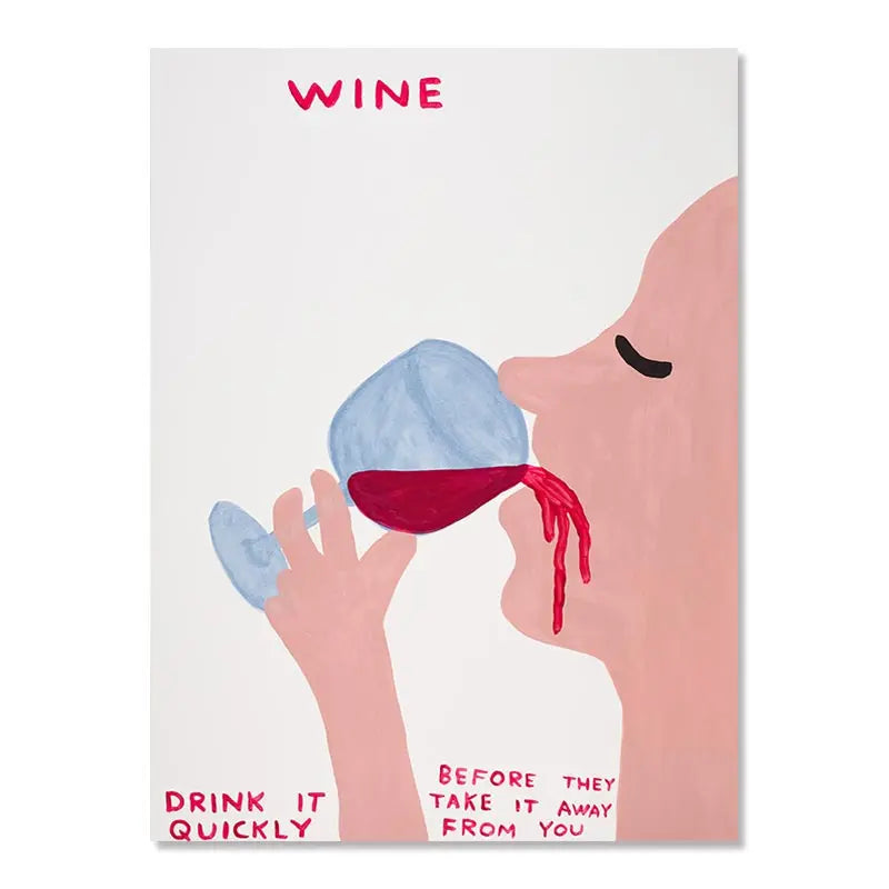 Avelena | David Shrigley Rabbit Cat Wine Biscuit Train Wall Art Abstract Prints Canvas Painting Nordic Poster Pictures Living Room Decor