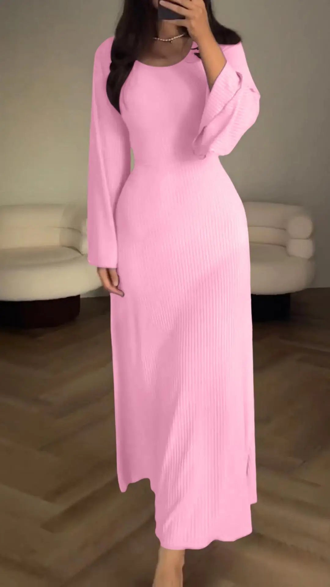 Avelena | Stilvolles Ripp-Maxi-Kleid für Frauen