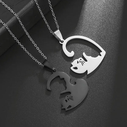 Avelena | Paar Halskette mit Der Klemme Liebe Katze Design
