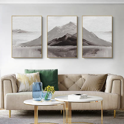 Avelena | Abstrakte Graue Berglandschaft Wandkunst-Leinwandbilder für Moderne Wohnungen Wohnzimmer Esszimmer Dekoration