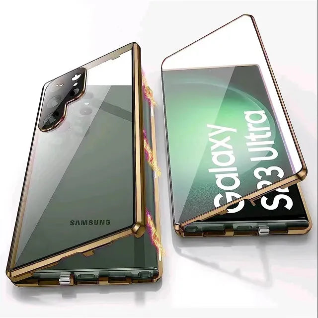 Avelena | Metall Aluminiumlegierung 360 Hülle mit Sicherheitsverschluss für Samsung Galaxy S24-S23 Serie