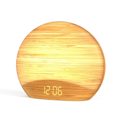Avelena | Sunrise Wake-Up Light Alarm Clock mit 8 Farben, 26 Schlafgeräuschen & Holzmaserungsdesign