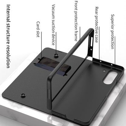 Avelena | Stoßfeste Rüstungshülle Hülle Glas Abdeckung Ständer Einfügkarte Lederhülle für Samsung Galaxy Z Fold 5/4