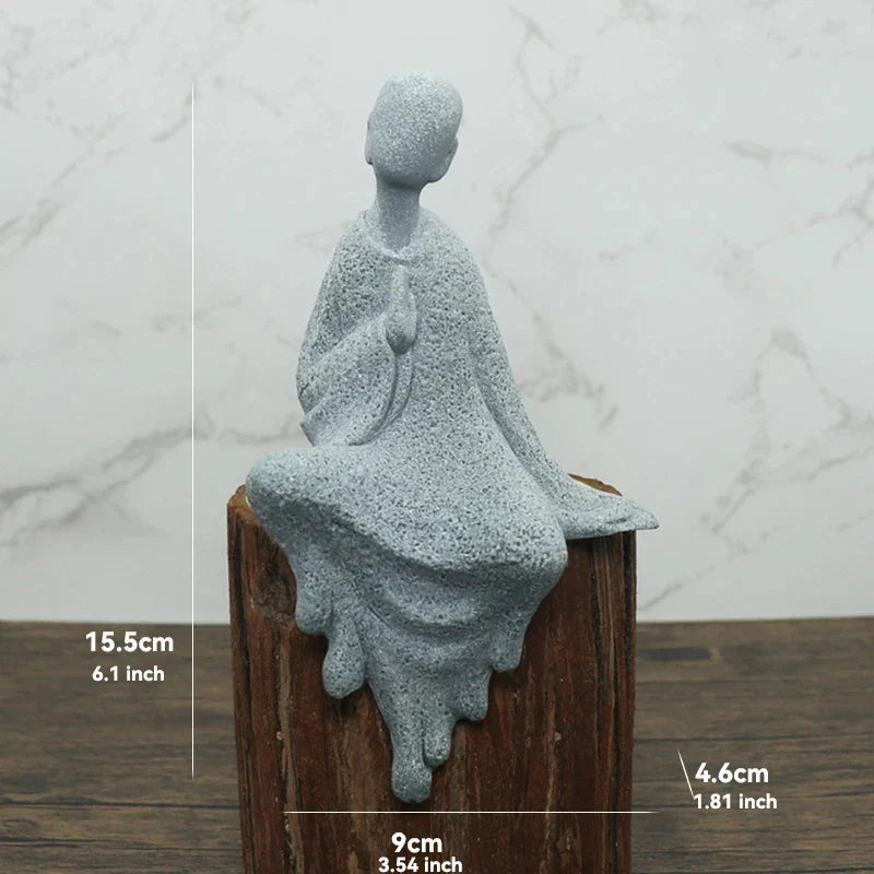 Avelena | Buddha Stein Statue Kleine Buddhistischen Mönche Tibetischer Buddhismus Figuren Zen Garten Ornament Meditation Zuhause Aquarium Dekoration
