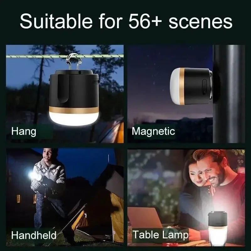 Avelena | Tragbare LED Campinglampe mit Powerbank – Wiederaufladbar, USB-Anschluss, für Outdoor & Notfälle