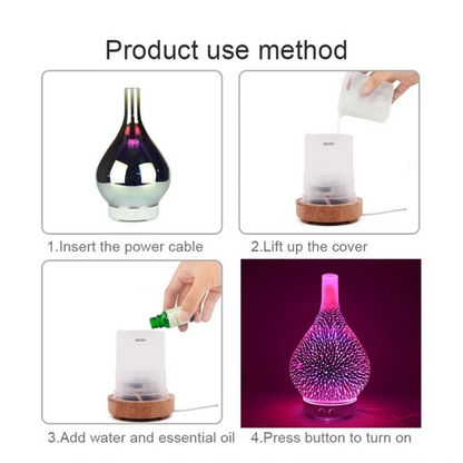 Avelena | AromaBurst 3D Glas Ätherischer Öl Diffusor mit LED-Lichtern
