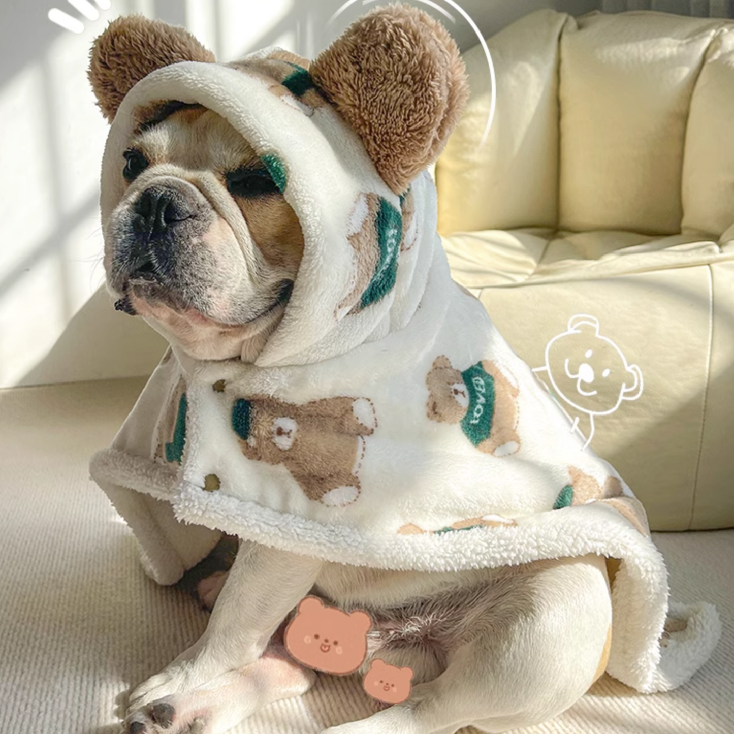 Avelena | Gemütlicher Großer Bärenumhang Für Hunde Warme Herbst Und Winterdecke Schal Für Französische Bulldoggen