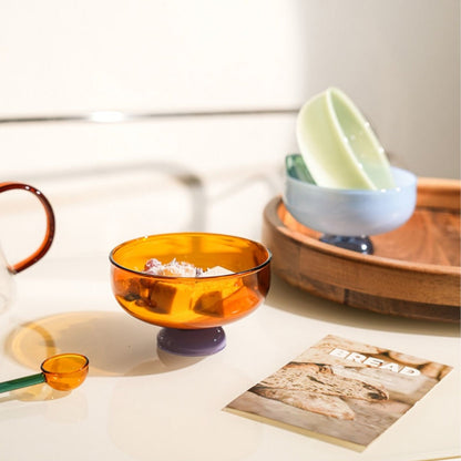 Avelena | Bunte Borosilikat-Dessertschale mit Löffel