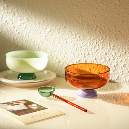 Avelena | Bunte Borosilikat-Dessertschale mit Löffel