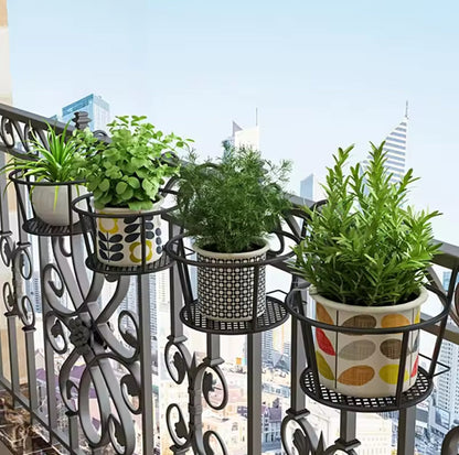 Avelena | 3Pc Über den Balkon BlumenTopfhalter SchwarzNov