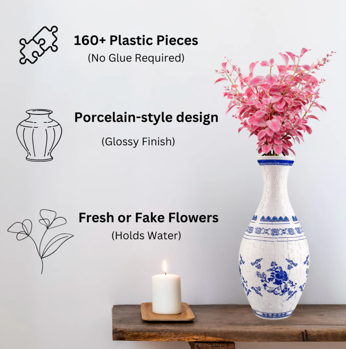 Avelena | Puzzlevase 160-Teile 3D Gebogene Vase Puzzle