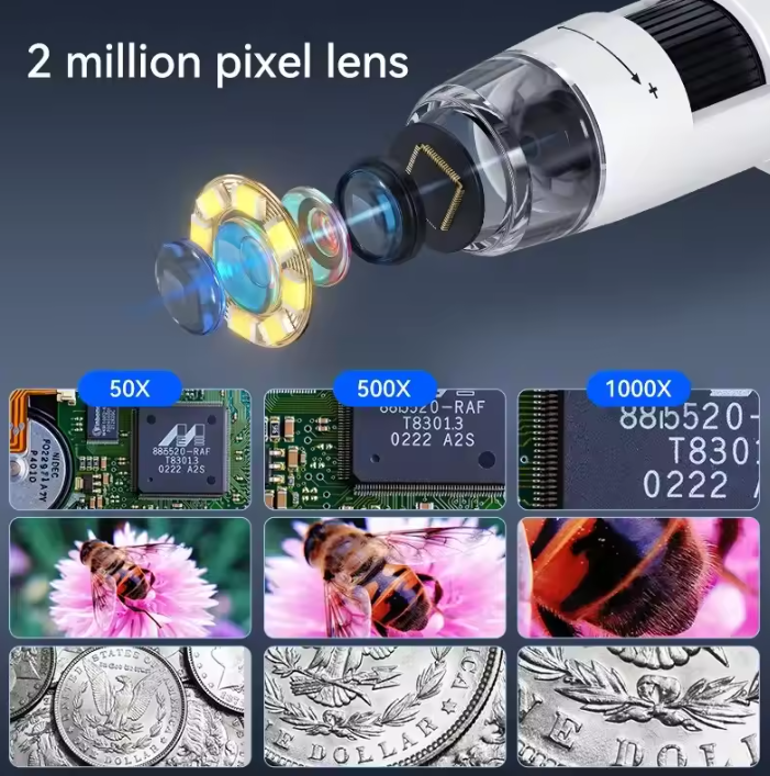 Avelena | 1000X 4.3" LCD Digitalmikroskop – 1080P Münzmikroskop mit 8 LED-Lichtern für Löten, Reparaturen und Inspektion